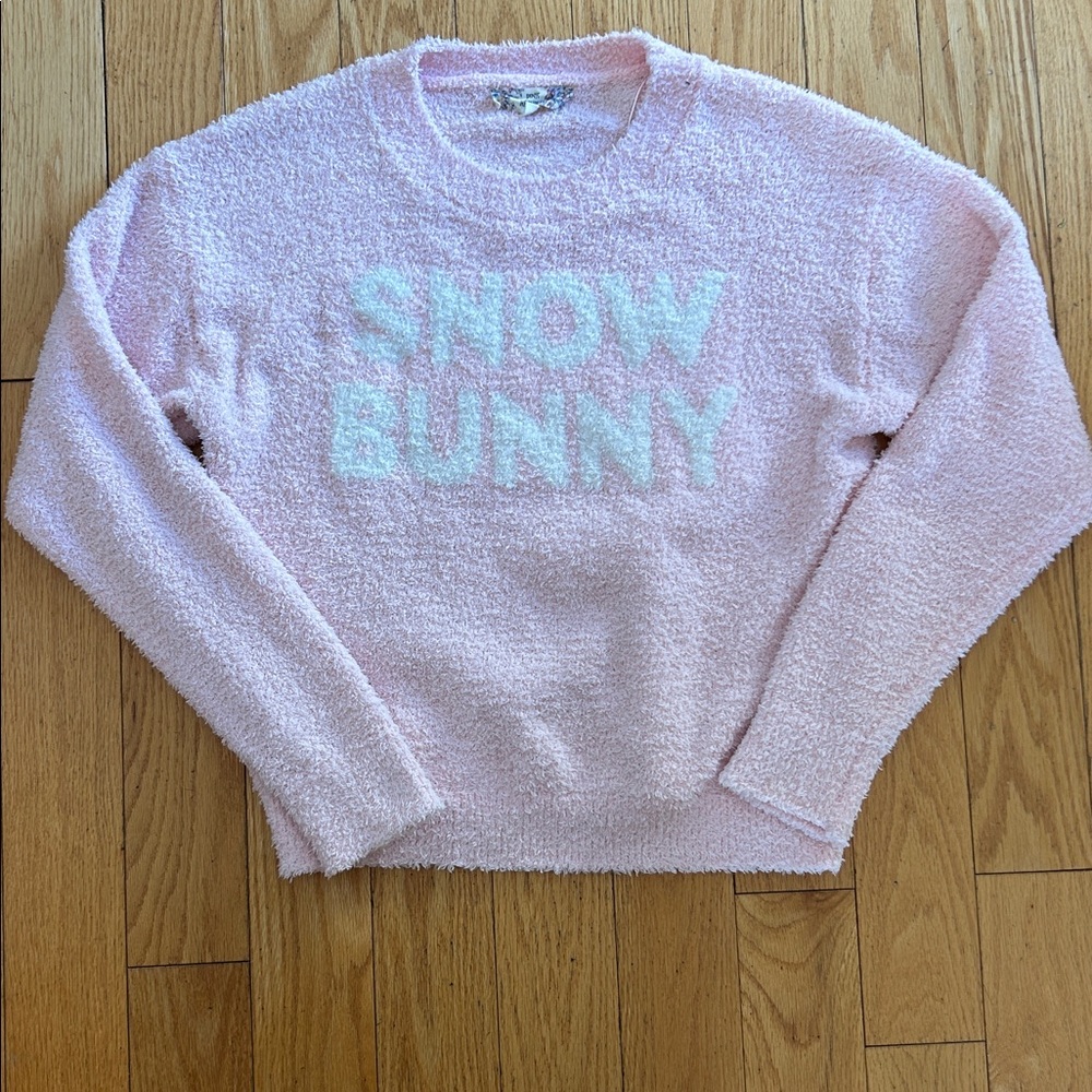 Pink Republic Pink Snow Bunny Fuzzy Crew Neck Sweater Size Medium